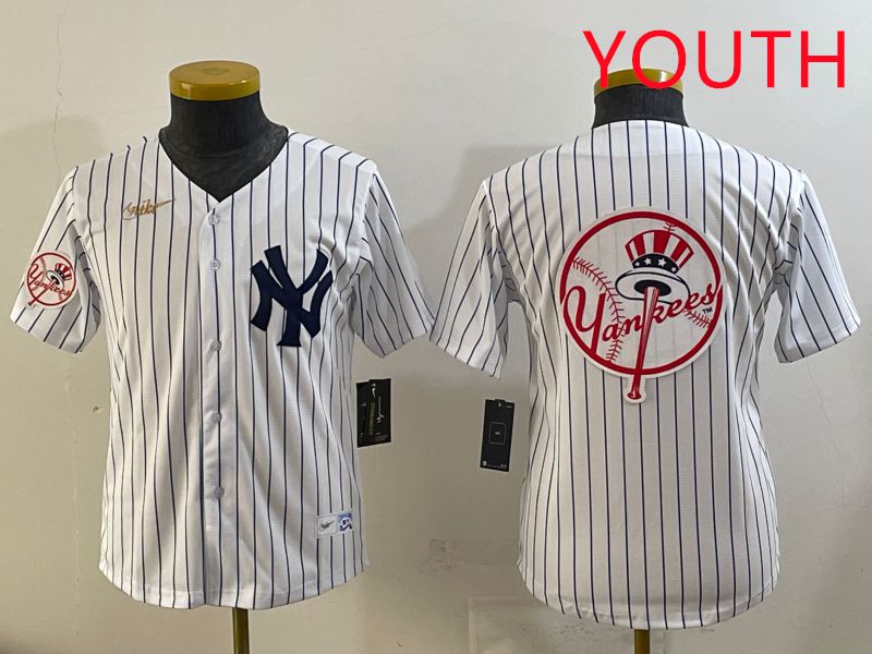 Youth 2025 New York Yankees Blank White Stripe Throwback Nike MLB Jersey style 23->youth mlb jersey->Youth Jersey